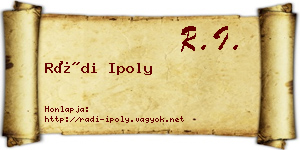 Rádi Ipoly névjegykártya